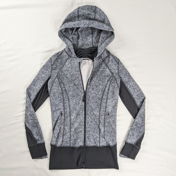 Lululemon Daily Practice Jacket Rio Mist White Black Deep Coal - Picture 1 of 7